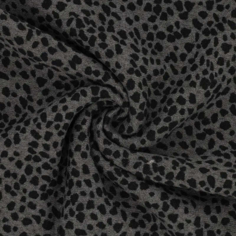Polyester brei met leopard patroon grijs